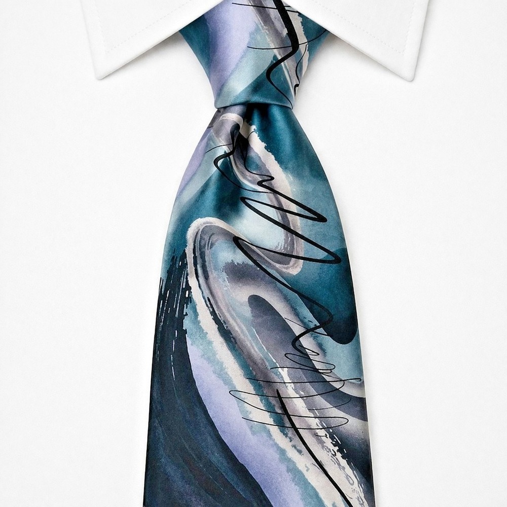 J Garcia Lady With Argyle Socks Collection 61 Silk Men's Necktie Abstract Artsy